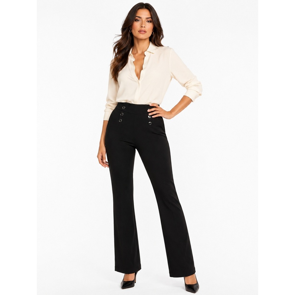 89th + Madison Womens Black Sailor Button Pull On Stretch Pants Size Small NEW